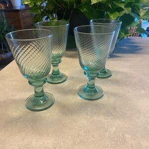 Libbey Teal Textured Glass Goblets